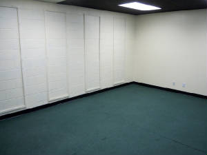 screening room with adjacent projection room